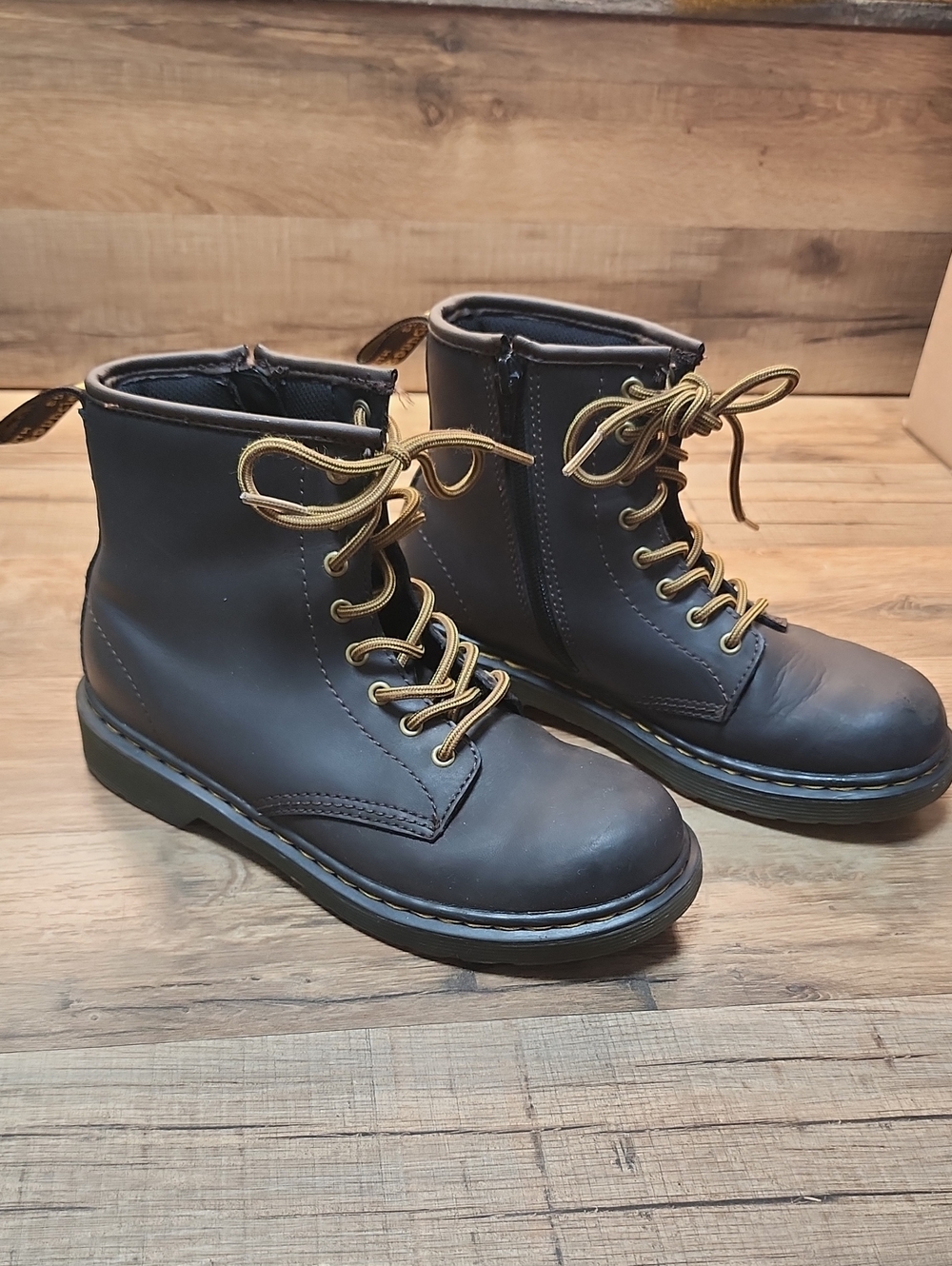 Dr. Martens Airwair 1460 J Brown Lace-Up Ankle Boots Juniors Size 3 US